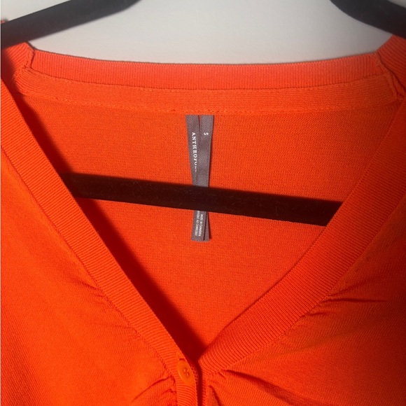 NWT ✨ BY ANTHROPOLOGIE CARDIGAN RUCHED SHORT-SLEEVE V-NECK SWEATER - Picture 5 of 11